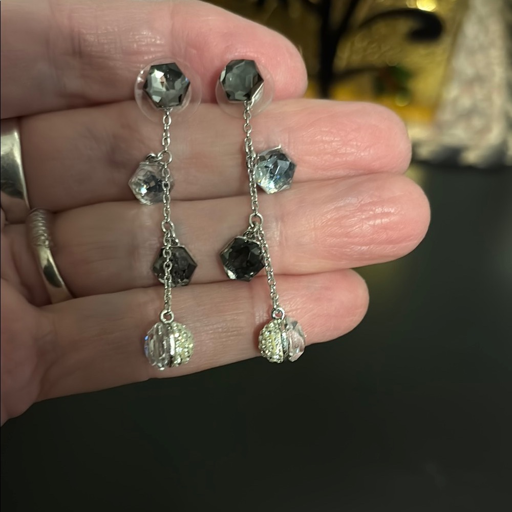 Elegant Silver and Crystal Drop Earrings